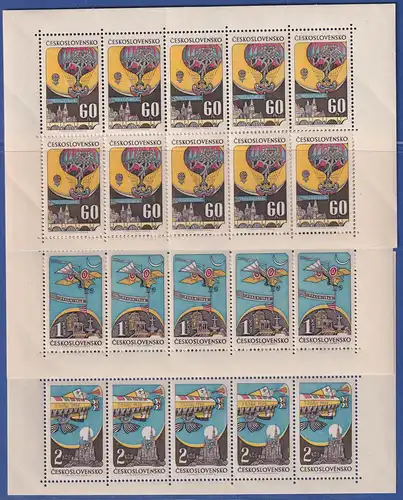 Tschechoslowakei 1968 Historische Flugpost Mi.-Nr. 1767-1769 KLEINBOGENSATZ **