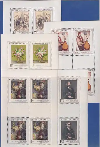 Tschechoslowakei 1974 Kunstwerke Mi.-Nr. 2232-2236 KLEINBOGENSATZ **
