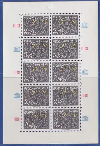 Tschechoslowakei 1976 30 Jahre UNESCO Mi.-Nr. 2334 KLEINBOGEN postfrisch **