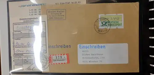 ATM 1.1 Wert 390 aus STS Wiesbaden auf R-Brief nach München, mit TQ 