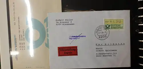 ATM 1.1 Wert 430 aus STS Wiesbaden auf Expres-Brief nach München, mit TQ 