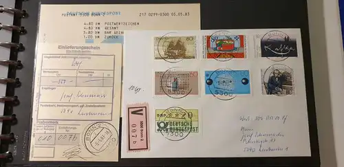 ATM 20Pfg in MIF mit 6 Sondermarken auf Wertbrief, STS Bonn, O 5.5.83, mit TQ