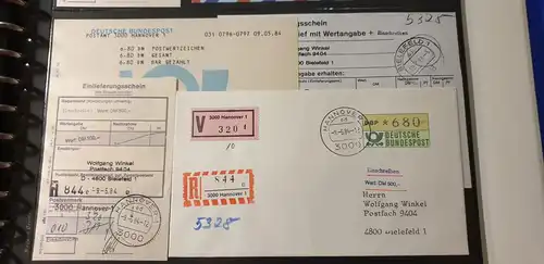 ATM 680Pfg aus STS Hannover auf R-Wertbrief  mit O und TQ 9.5.84 + Dokumentation