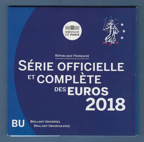 Frankreich EURO-Kursmünzensatz Jahrgang 2018 bankfrisch im Blister