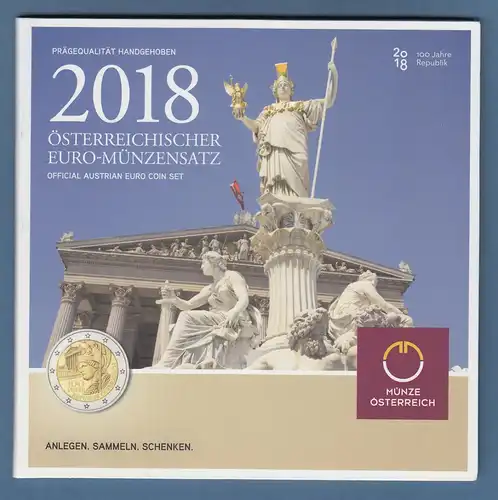 Österreich / Austria EURO-Kursmünzensatz Jahrgang 2018 bankfrisch im Blister