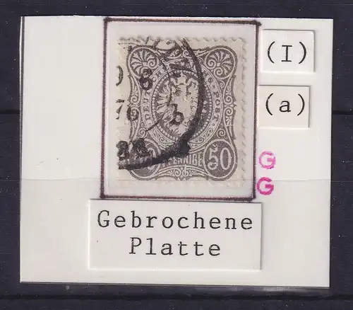 Dt. Reich 50 Pfennige Mi.-Nr. 36 I a Bugspur, gestempelt, geprüft BPP