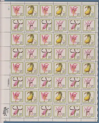 USA 1984 Orchideen Mi.-Nr 1683-1686 Zusammendruckbogen postfrisch ** 