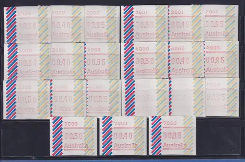 Australien Frama-ATM 1984 Balken Serie 7 Postcodes 2000-7000 je Satz 30-40-85 **
