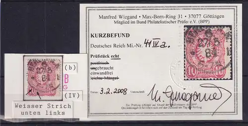 Dt. Reich 10 Pfennig Mi.-Nr. 41 a Plattenfehler IV, O, gepr. KB WIEGAND BPP