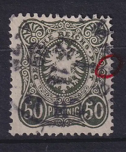 Dt. Reich 50 Pfennig Mi.-Nr. 44 II b a mit Plattenfehler III, O,  gepr. BPP