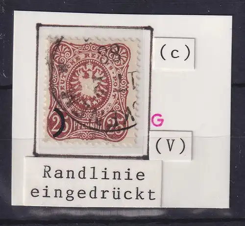 Dt. Reich 25 Pfennig Mi.-Nr. 43 c Plattenfehler V, gestempelt, geprüft BPP