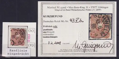Dt. Reich 25 Pfennig Mi.-Nr. 43 b Plattenfehler V, O, gepr. KB WIEGAND BPP