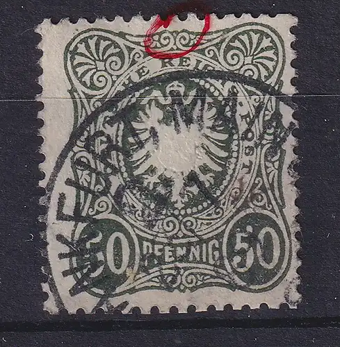 Dt. Reich 50 Pfennig Mi.-Nr. 44 II b mit Plattenfehler VI, gestempelt, gepr. BPP