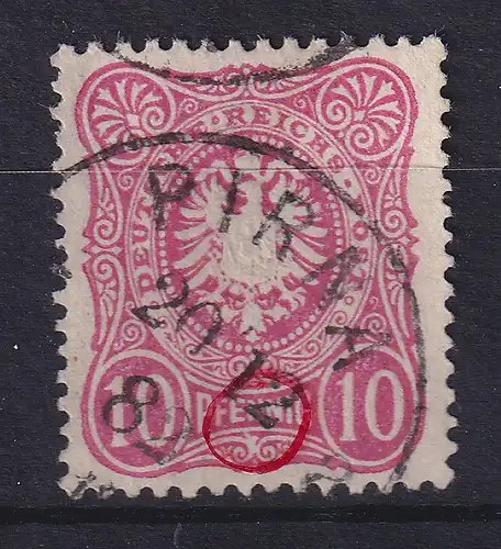 Dt. Reich 10 Pfennig Mi.-Nr. 41 a b mit Plattenfehler V, gestempelt, gepr. BPP
