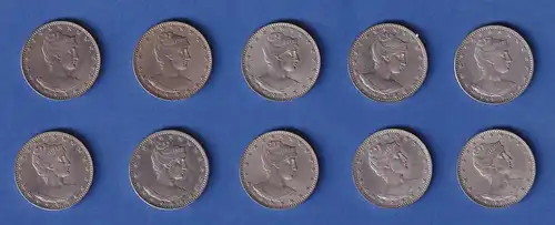 Brasilien Lot 10 Stück Kursmünzen 200 Reis 1901 Top-Qualität vorzügl.-stg. !! 