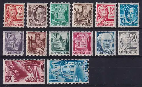 Französische Zone, Württemberg, Mi.-Nr.14-27 kpl. Satz postfrisch **