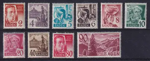 Französische Zone, Baden, Mi.-Nr. 28-37 postfrisch **