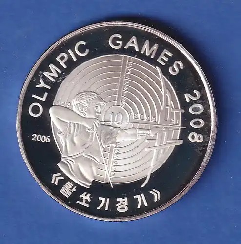 Korea 2006 Silbermünze Olympia Bogenschießen 5 Won 20g, Ag999 PP