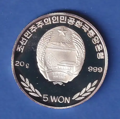 Korea 2006 Silbermünze Olympia Bogenschießen 5 Won 20g, Ag999 PP