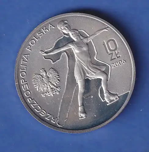 Polen 2006 Silbermünze Olympia Paarlauf 10 Złoty 14,14g, Ag925 PP