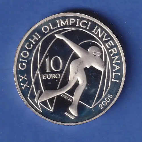 Italien 2005 Silbermünze Olympia Eisschnellauf 10 Euro 22g, Ag925 PP