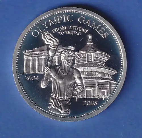 Laos 2008 Silbermünze Olympia Fackellauf 1000 Kip 28,28g, Ag925 PP
