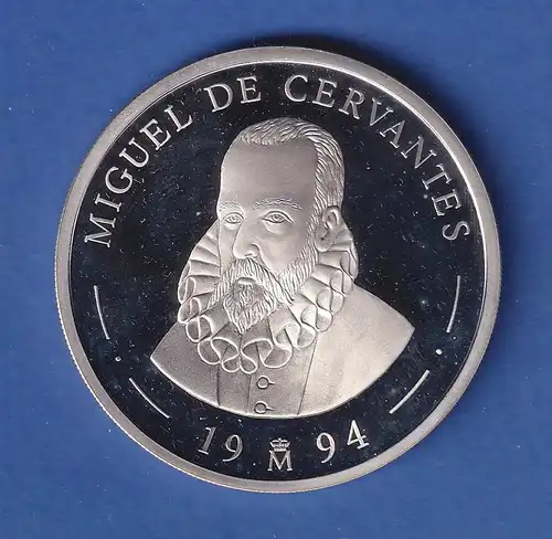 Spanien 1994 Silbermünze Miguel de Cervantes 5 ECU 33,6g Ag925 PP