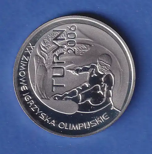 Polen 2006 Silbermünze Olympia Snowboard 10 Złoty 14,14g, Ag925 PP