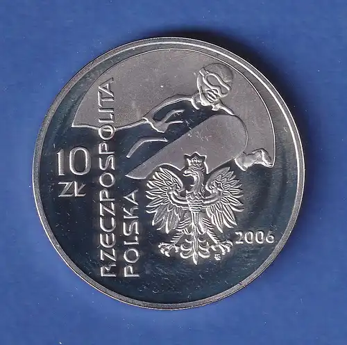 Polen 2006 Silbermünze Olympia Snowboard 10 Złoty 14,14g, Ag925 PP