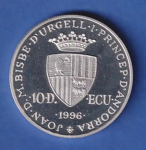 Andorra 1996 Silbermünze Karl der Große 10 Diners/ECU 31,47g Ag925 PP