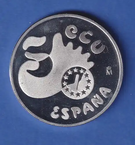 Spanien 1990 Silbermünze Alfons von Kastilien  5 ECU 33,6g Ag925 PP
