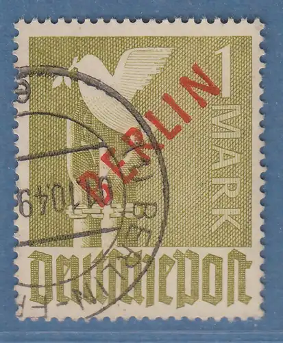Berlin Rotaufdruck 1-Mark Friedenstaube Mi.-Nr. 33 gestempelt, geprüft 