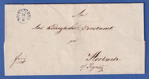 Bayern Vorphila-Brief mit Fingerhutstempel WUNSIEDEL 1835