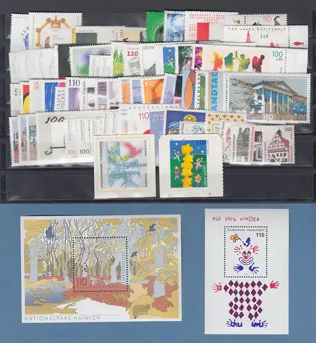 Bundesrepublik: alle Briefmarken des Jahrgangs 2000 komplett postfrisch !