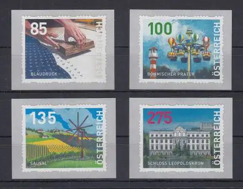 Österreich 2022 Dispenser-Marken 1. Ausgabe Heimat Satz 4 Werte neue Motive **