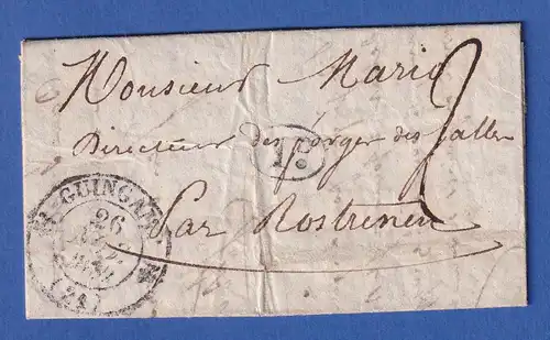 Frankreich Vorphila-Brief mit Zweikreisstempeln GUINGAMP und ROSTRENEN 1839