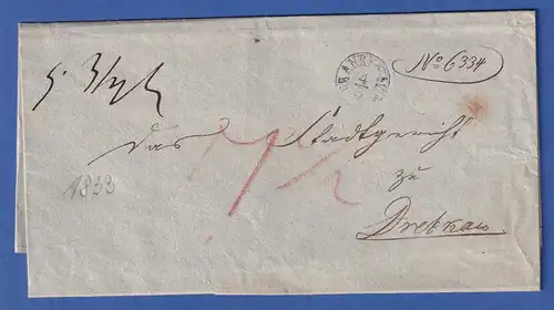 Preußen Vorphila-Brief mit Vollkreisstempel FRANKFURT A/O 1833