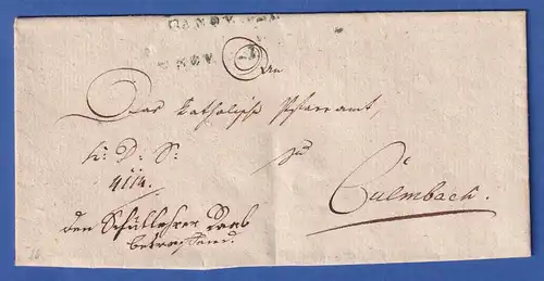 Bayern Vorphila-Brief mit fragmentarischem Rayonstempel R.3.ANSBACH 1810er Jahre