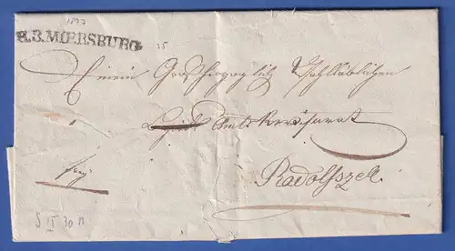 Baden Vorphila-Brief mit Rayon-Stempel R.3.MOERSBURG 1833