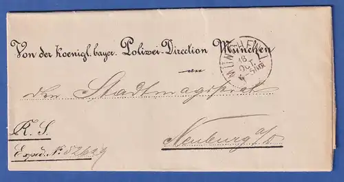 Bayern unfrankierter Dienstbrief mit Einkreisstempel MÜNCHEN 1877