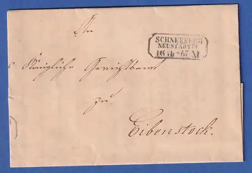 Sachsen unfrankierter Dienstbrief mit Achteckstempel SCHNEEBERG 1867