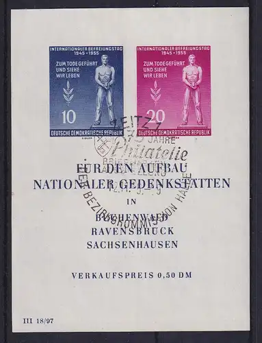 DDR 1955 Blockausgabe Tag der Befreiung Mi.-Nr. Block 11 mit Sonder-O ZEITZ