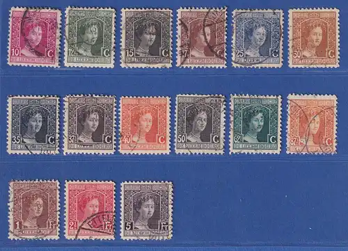 Luxemburg 1914 Großherzogin Adelheid Mi.-Nr. 92-106, O, teils gepr. Böttger BPP
