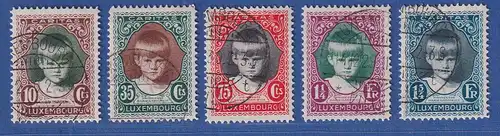 Luxemburg 1929 Kinderhilfe Mi.-Nr. 213-217, gestempelt, geprüft Böttger BPP