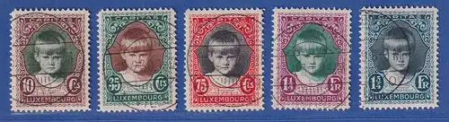 Luxemburg 1929 Kinderhilfe Mi.-Nr. 213-217, gestempelt, teils gepr. Böttger BPP