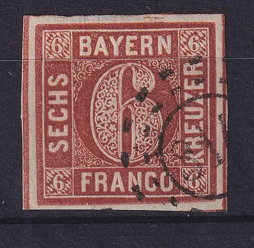 Bayern 6 Kreuzer braun Mi-Nr. 4 II mit OMR 814 GLONN ?