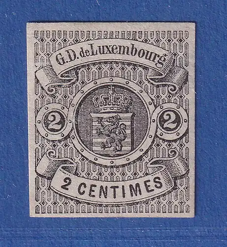 Luxemburg 1859 Staatswappen 2 C schwarz Mi.-Nr. 4 ungebraucht (*) , helle Stelle