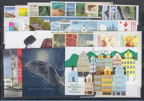 Schweiz 2012 Jahrgang komplett ** mit allen Selbstklebenden und Blockausgaben