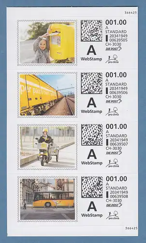 Schweiz 2005 Webstamp A  4 Werte selbstklebend ** auf Folienblatt 