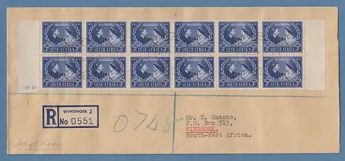 Südwestafrika 1948 Silberhochzeit Mi.-Nr. 258-59 12er-Block auf R-FDC Windhoek